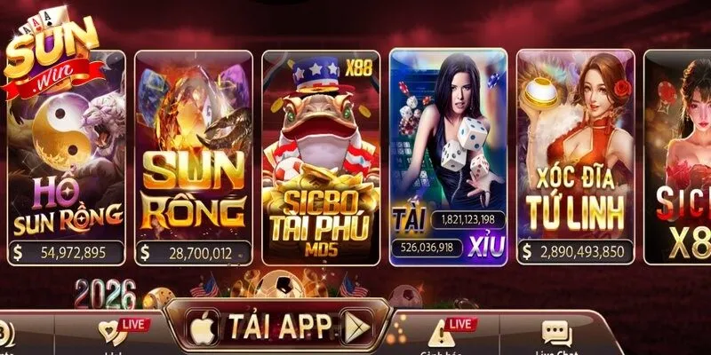 Kho game tại Sunwin sở hữu tỷ lệ thắng cực cao 